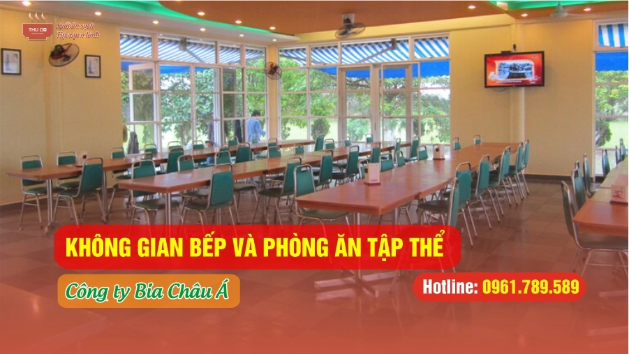 Không gian bếp phòng ăn tập thể tại công ty Bia Châu Á