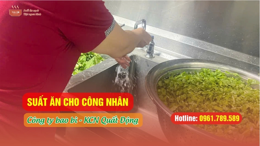 Suất ăn cho công nhân nhà máy Bao bì – KCN Quất Động
