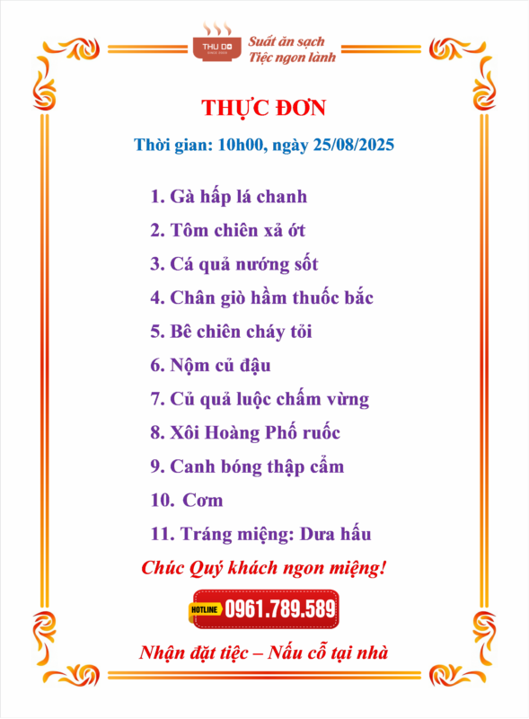 Thực đơn tiệc gọn gàng 8–10 món cho bữa tiệc nhỏ tại nhà 